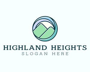 Highland - Wave Mountain Travel logo design