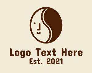 Caffeine - Coffee Bean Face logo design
