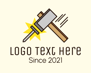 Construction Nail - Hammer Construction Builder logo design