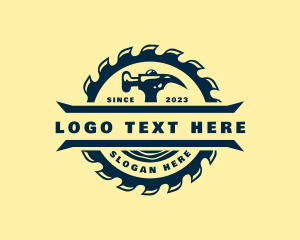 Woodcutter - Saw Blade Hammer Logger logo design