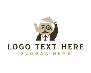 Mustache - Gentleman Kettle Teapot logo design