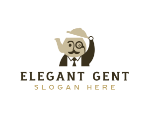 Gentleman Kettle Teapot logo design