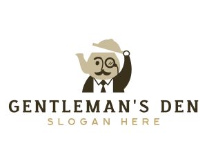 Gentleman Kettle Teapot logo design