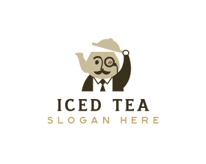 Gentleman Kettle Teapot logo design