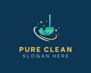 Broom Sweep Cleaning logo design