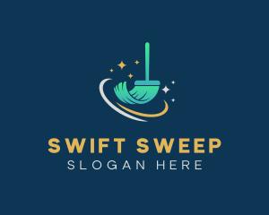 Broom Sweep Cleaning logo design