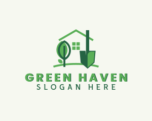 Landscaper - House Landscaping Shovel logo design