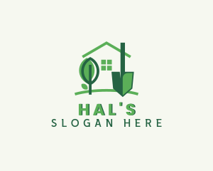 Landscaper - House Landscaping Shovel logo design