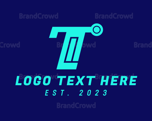 Blue Technology Letter T Logo