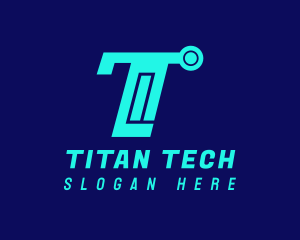 Blue Technology Letter T logo design