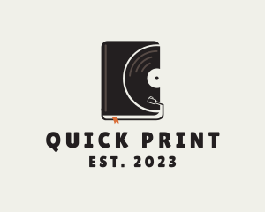 Vinyl Record Player Book logo design