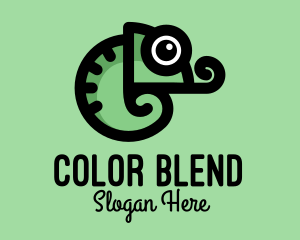 Cute Green Chameleon logo design