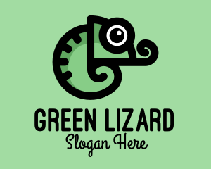 Cute Green Chameleon logo design