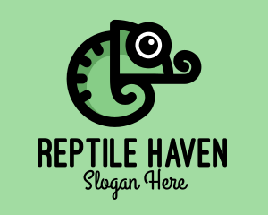 Cute Green Chameleon logo design