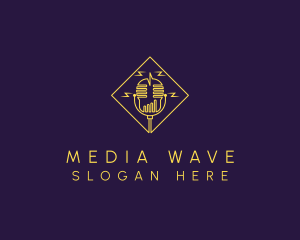 Broadcast - Microphone Broadcast Studio logo design