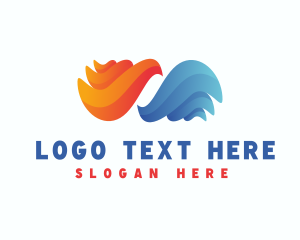 Thermal - Fire Water Flame Fluid logo design