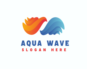 Fire Water Flame Fluid logo design