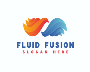 Fire Water Flame Fluid logo design