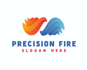 Fire Water Flame Fluid logo design