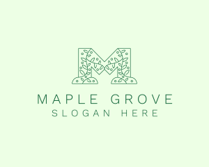 Natural Leaf Letter M logo design