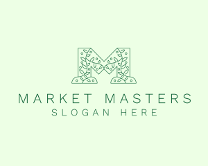 Natural Leaf Letter M logo design