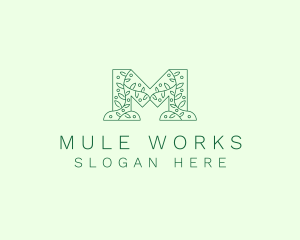 Natural Leaf Letter M logo design