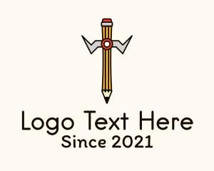 Kindergarten - Writing Pencil Sword logo design