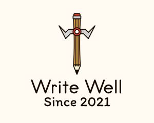 Writing Pencil Sword logo design