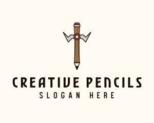 Writing Pencil Sword logo design