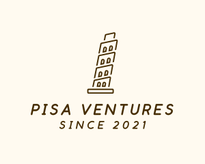 Minimalist Leaning Tower of Pisa  logo design