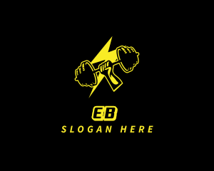 Bodybuilding - Lightning Gym Barbell logo design
