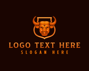Ox - Shield Bull Horn logo design