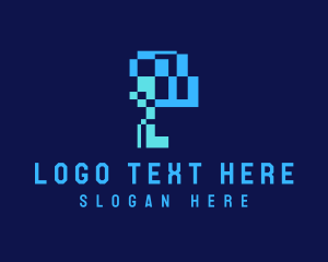 Security - Digital Pixel Letter P logo design