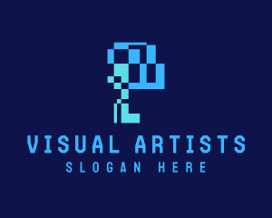 Digital Pixel Letter P Logo