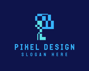 Digital Pixel Letter P logo design