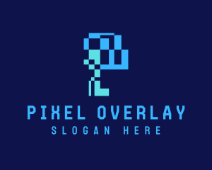 Digital Pixel Letter P logo design