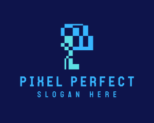 Digital Pixel Letter P logo design