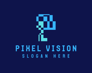 Digital Pixel Letter P logo design