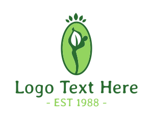 Health Care - Yoga Person Leaf logo design