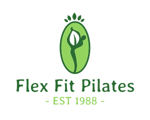 Pilates - Yoga Person Leaf logo design
