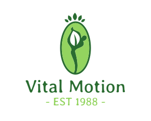 Active - Yoga Person Leaf logo design