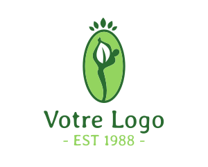 Care - Yoga Person Leaf logo design