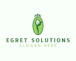 Yoga Person Leaf logo design