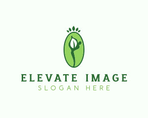 Yoga Person Leaf logo design