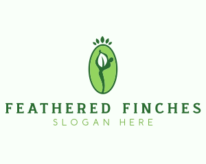 Yoga Person Leaf logo design