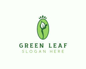 Yoga Person Leaf logo design