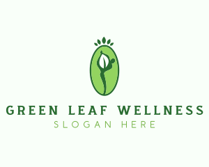 Yoga Person Leaf logo design