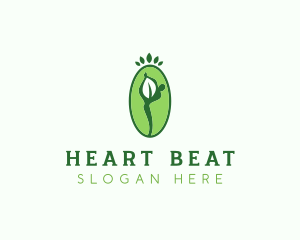 Yoga Person Leaf logo design