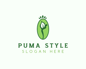 Yoga Person Leaf logo design