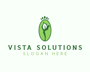 Yoga Person Leaf logo design